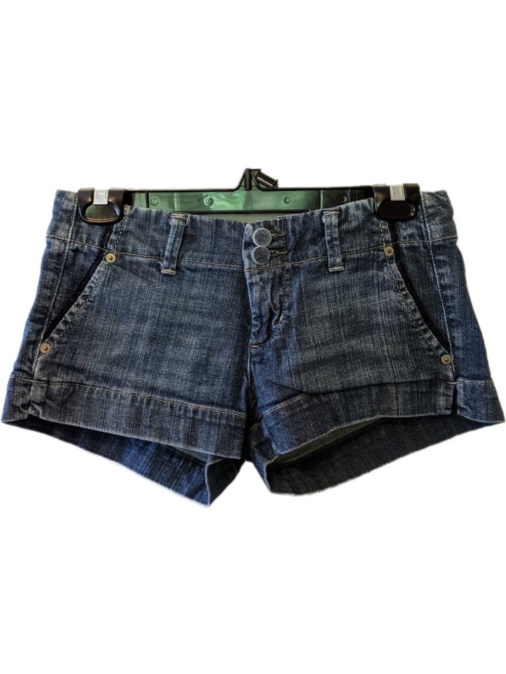 Vintage Y2K American Eagle Medium Wash Low Rise Jean Shorts Denim Cotton Sz 2